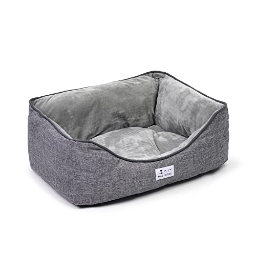 Cama para Perros Super Cómoda Cama para Mascotas con Suave Cama de Perros y Gatos Alfombra para Mascotas (52*40*20cm, Gris)