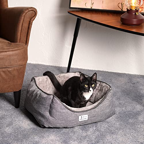 Cama para Perros Super Cómoda Cama para Mascotas con Suave Cama de Perros y Gatos Alfombra para Mascotas (Gris, 52*40*20cm)