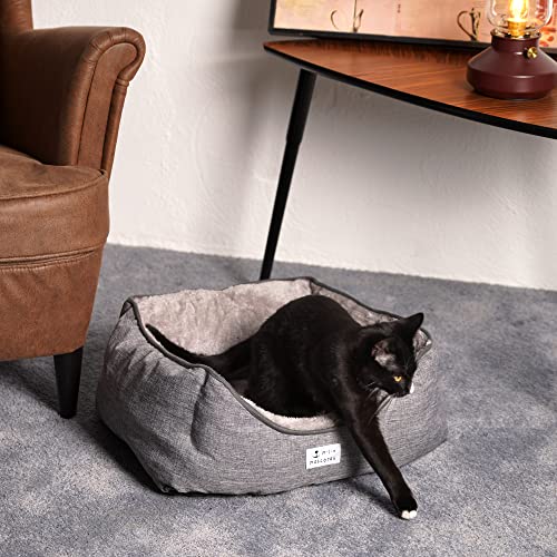 Cama para Perros Super Cómoda Cama para Mascotas con Suave Cama de Perros y Gatos Alfombra para Mascotas (Gris, 52*40*20cm)