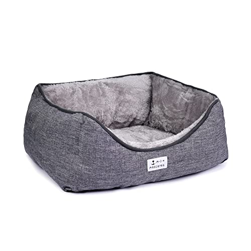 Cama para Perros Super Cómoda Cama para Mascotas con Suave Cama de Perros y Gatos Alfombra para Mascotas (Gris, 52*40*20cm)