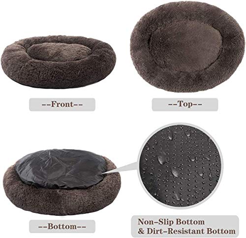 Cama para Perros tamaño Extra Grande,Camas Perros Grandes Lavable,con Forma Redonda,sponjosa,Relajante,Camas de Lujo para Perros Grandes,Cama de Pelo para Perros Grandes (100cm,Marrón)