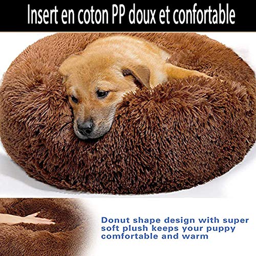 Cama para Perros tamaño Extra Grande,Camas Perros Grandes Lavable,con Forma Redonda,sponjosa,Relajante,Camas de Lujo para Perros Grandes,Cama de Pelo para Perros Grandes (100cm,Marrón)