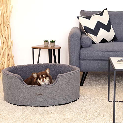 Cama Perro con cojín Reversible Cama Gatos Cuna de Felpa (S) 73 x 60 cm Gris