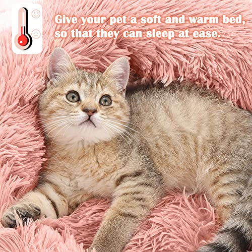 Cama Perro Gato Mediano Pequeño - Cama para Perros Gatos Redonda Antiestres Suave Lavables, Cálido Felpa Cama Cojin Interior Invierno para Perro y Gato Medianos Pequeños (M-50cm, Rosado)