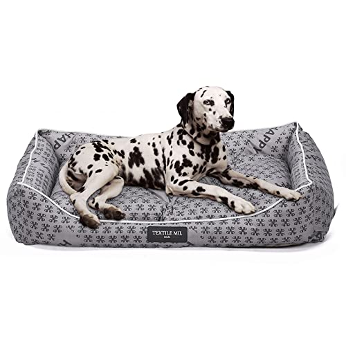 Cama Perro Grande Antiestres Colchoneta Perro Impermeable Colchon PREEO Lavable Relleno de Fibra Sofa Perro Suave Relax 82 x 61 x 25 cm(Large, Gris)