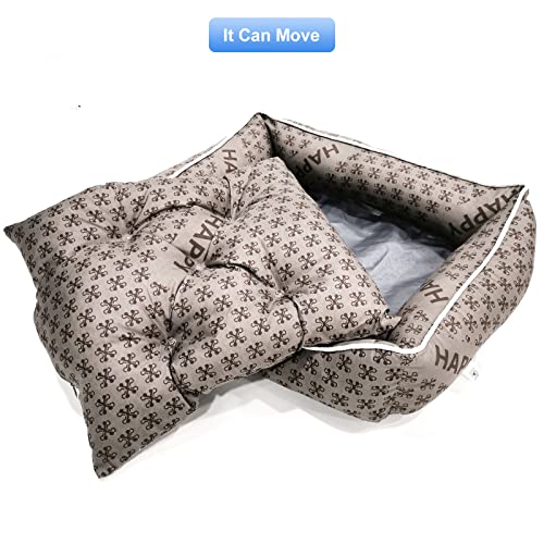 Cama Perro Grande Antiestres Colchoneta Perro Impermeable Colchon PREEO Lavable Relleno de Fibra Sofa Perro Suave Relax 82 x 61 x 25 cm(Large, Marrón)