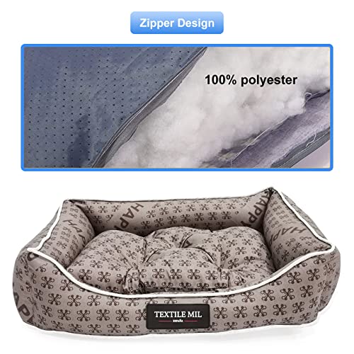 Cama Perro Grande Antiestres Colchoneta Perro Impermeable Colchon PREEO Lavable Relleno de Fibra Sofa Perro Suave Relax 82 x 61 x 25 cm(Large, Marrón)