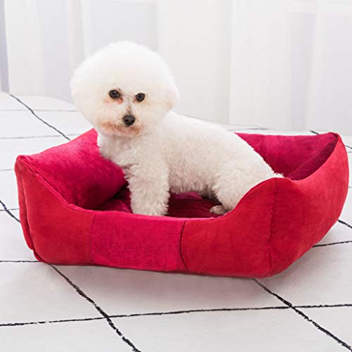 Cama Perros Grande, Sofá para Mascotas, Cesta para Perro con Cojín Extraíble y Lavable, Terciopelo suave Cómoda, Cama Ortopedica para Perro Grande, Perro Mediano y Perro Pequeño HULKY(rojo,S)