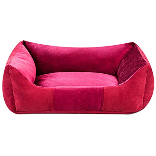 Cama Perros Grande, Sofá para Mascotas, Cesta para Perro con Cojín Extraíble y Lavable, Terciopelo suave Cómoda, Cama Ortopedica para Perro Grande, Perro Mediano y Perro Pequeño HULKY(rojo,S)