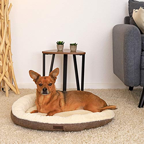 Cama Redonda para Perros cojín para Perros sofá Perros Cama con Forma de Donut ((M) 65 cm Ø diámetro Externo, Marrón)