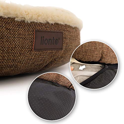 Cama Redonda para Perros cojín para Perros sofá Perros Cama con Forma de Donut ((M) 65 cm Ø diámetro Externo, Marrón)