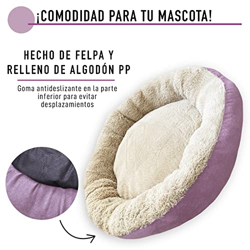 Cama Suave y Mullida para Perros y Gatos. Camita Lavable para Mascotas. Cojín para Mascotas Pequeñas o Medianas. Incluye Pelota de Tenis para Juegos. (Rosa)