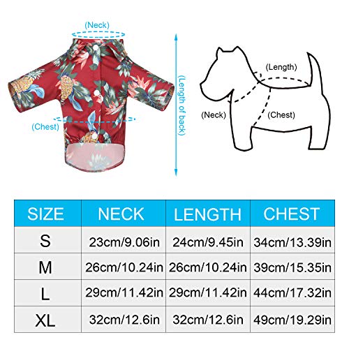 Camisa hawaiana para mascotas, 4 piezas, transpirable, para perro, verano, cómoda, ropa para mascotas, ropa para cachorros para perros pequeños y medianos (XL)