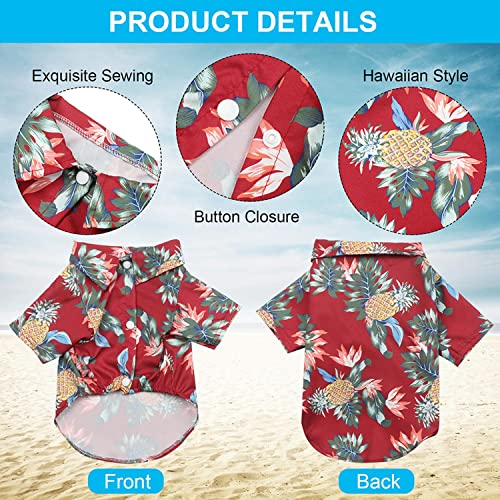 Camisa hawaiana para mascotas, 4 piezas, transpirable, para perro, verano, cómoda, ropa para mascotas, ropa para cachorros para perros pequeños y medianos (XL)