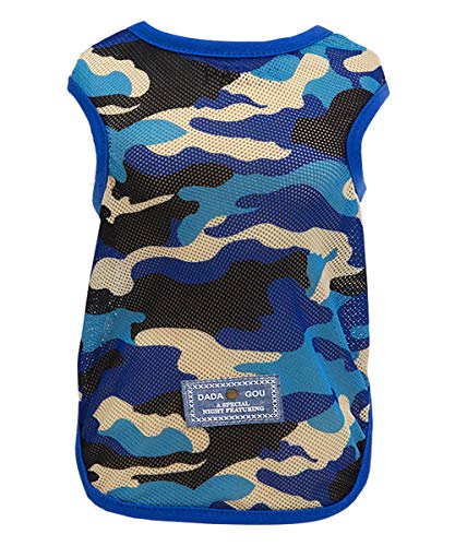 Camiseta para Perros Camisas para Perros Ropa Camiseta sin Mangas de Verano Chaleco Camuflaje Sudadera Verano Fresco para Perro Pequeño Gato Azul,M