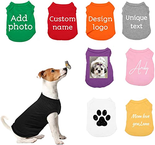 Camisetas Personalizadas de Verano para Perros, Camisetas Personalizadas, Disfraces con tu Nombre/Foto/Logotipo para Mascotas, Perros, Cachorros, Gatos, Gatitos