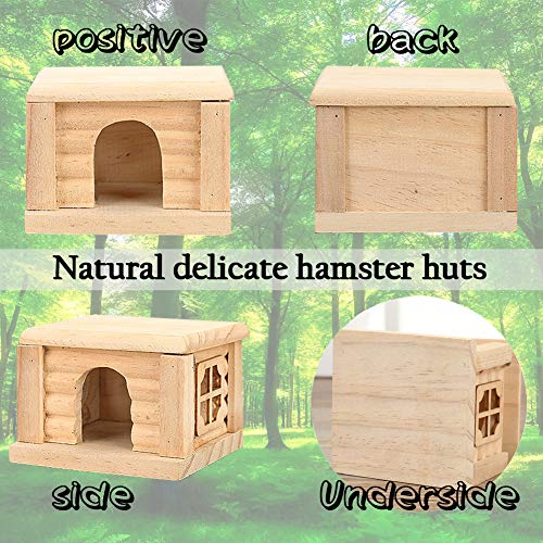 Casa de madera de Hamster, casa de madera para ratón Hamsters Gerbil Home, pequeño animal, nido de juguete plano para todos, 10,5 x 9 x 7 cm