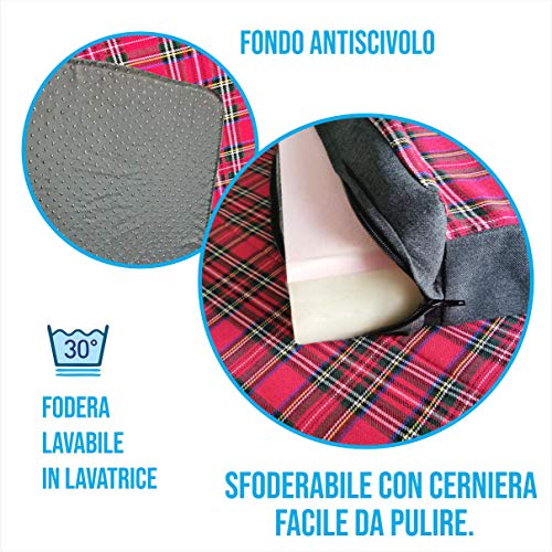 Caseta colchón para Perro o Gato, Cama de 5 cm y 9 cm, de Espuma viscoelástica Lavable y desenfundable (60 x 50 cm, Esponja Escocesa + Espuma viscoelástica de 9 cm)