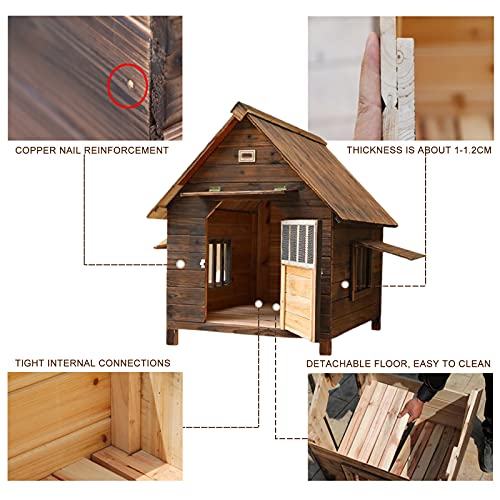 Caseta de Madera para Perros Exterior, Caseta para Conejos, Gatos y Perros, Casa Impermeable para Perro, Casa de Mascotas para Patio, Caseta Perro para Pequeño/Mediano/Gran(Size:L(34.6*30.3*31.9Inch))