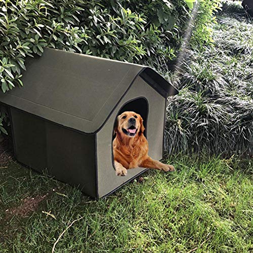 Caseta de perro para exteriores, impermeable y atractiva, para perros pequeños y grandes, plegable, fácil de montar, perfecta para tu jardín, terraza y cubierta.