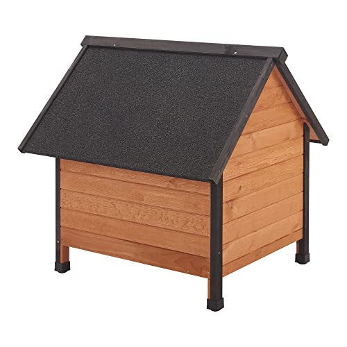 Caseta para Perros Casa para Mascota Exterior Tejado Impermeable Abeto Betún 83 x 78 x 88 cm Natural Negro