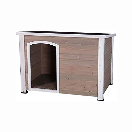 Caseta para perros, caseta para perros Casa de perros de madera al aire libre de techo plano perrera perrera pequeño pequeño gran animales refugio for exteriores impermeable impermeable mascota villa