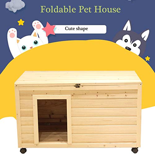 Caseta Perros Exterior Madera del Perrito de Perrera de la casa Pet Home con móvil Universal de la Rueda Perro Hutch Gato del Refugio de Pequeños Animales Inicio Duradero y Seguro for la Cubierta Y