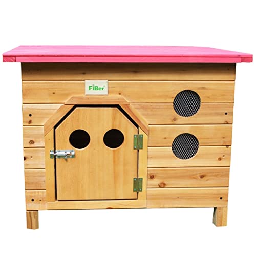 Casetas para perros Casa para Mascotas De Madera Maciza Casa para Perros De Madera con Tapa Plana Jaula para Perros Casa para Mascotas Villa para Perros Techo (Color : Pink, Size : L)