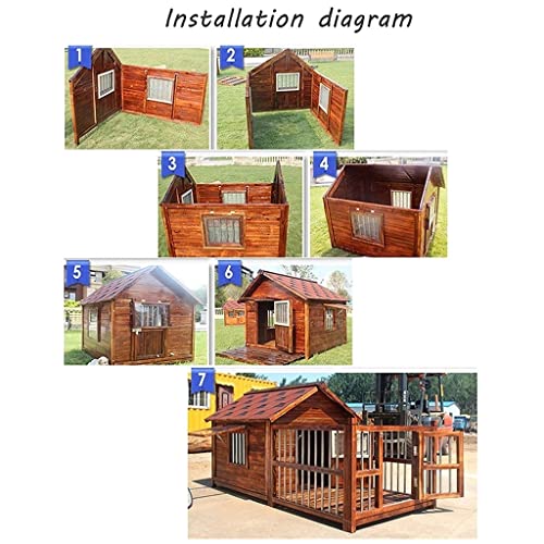 Casetas para perros Casa para Perros Al Aire Libre Perrera De Madera Maciza Impermeable Perro Mediano Y Grande Perrera Golden Retriever Perrera Cálida (Color : Brown, Size : 144 * 69 * 88cm)