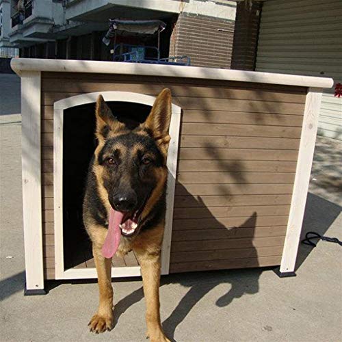 Casetas para Perros Casa para Perros Grande Al Aire Libre Anticorrosivo Impermeable Casa De Perro De Madera Maciza Perrera Jaula para Perros Techo Plano para Perros Grandes