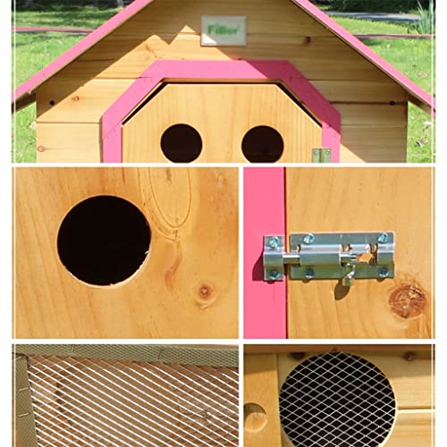 Casetas para perros Pet House Madera Maciza Rosa con Ventana Lateral Móvil Adecuada para Mascotas Pequeñas Y Medianas (Color : Pink, Size : S)