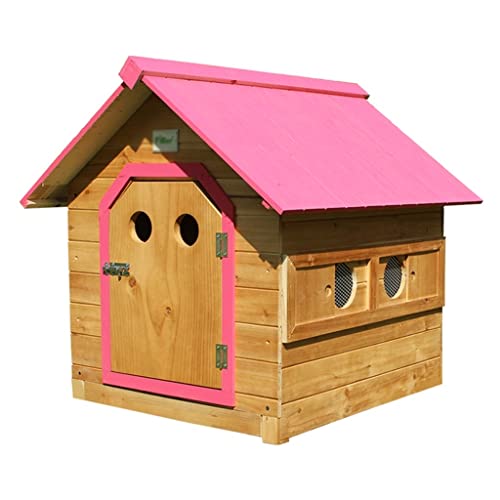 Casetas para perros Pet House Madera Maciza Rosa con Ventana Lateral Móvil Adecuada para Mascotas Pequeñas Y Medianas (Color : Pink, Size : S)