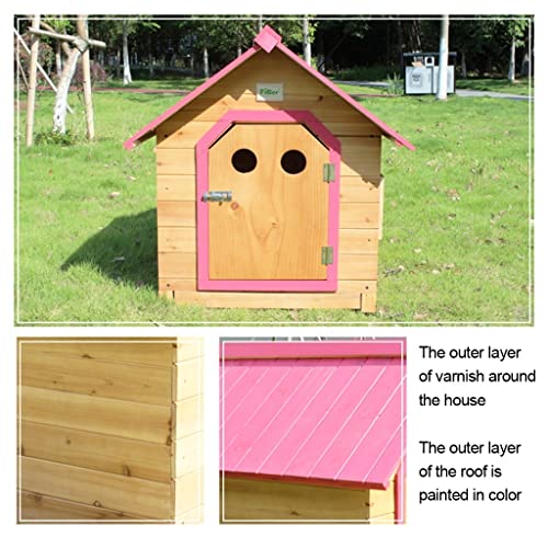 Casetas para perros Pet House Madera Maciza Rosa con Ventana Lateral Móvil Adecuada para Mascotas Pequeñas Y Medianas (Color : Pink, Size : S)