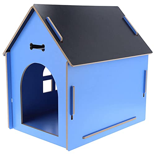 Casita de Madera para Perros, Casita para Perros Interior Plegable, Casita para Perros Lugar para Dormir Resistente a la Intemperie Y a los Arañazos para Mascotas Casa para Mascotas 58 X 45 X(azul)