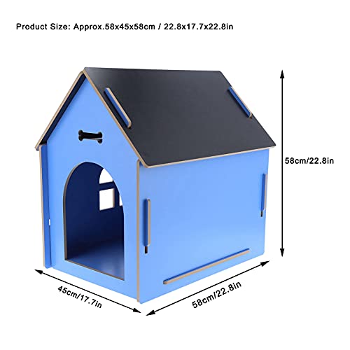 Casita de Madera para Perros, Casita para Perros Interior Plegable, Casita para Perros Lugar para Dormir Resistente a la Intemperie Y a los Arañazos para Mascotas Casa para Mascotas 58 X 45 X(azul)