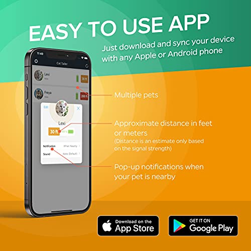 CAT TAILER el rastreador de Gato más pequeño y Ligero con Bluetooth Impermeable con Rango de 328 pies y batería de 6 Meses de duración