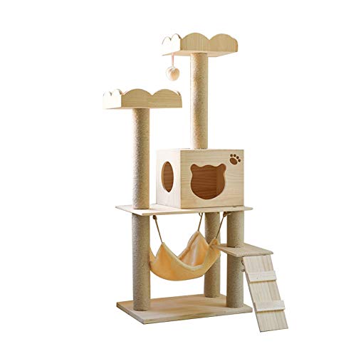 Cat Tree LEIKEGONG Multi-color Cat Scratching Board, árbol de gato, suministros para gatos, juguetes para mascotas, basura para gatos, todo en uno, cojines de peluche en el interior, puede relajar las