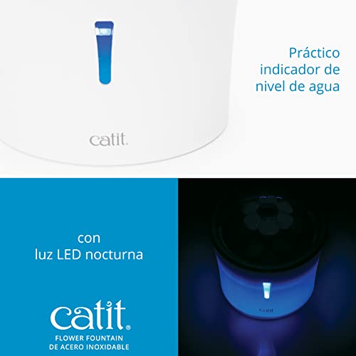 Catit Catit Bebedero Fuente Flor Acero Inox 3L Leds 760 g