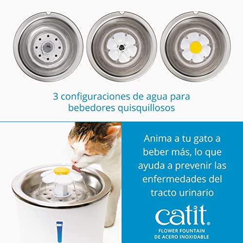 Catit Catit Bebedero Fuente Flor Acero Inox 3L Leds 760 g