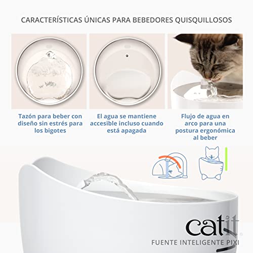 Catit Pixi Bebedero fuente Inteligente para Gatos, 2 l, Blanca