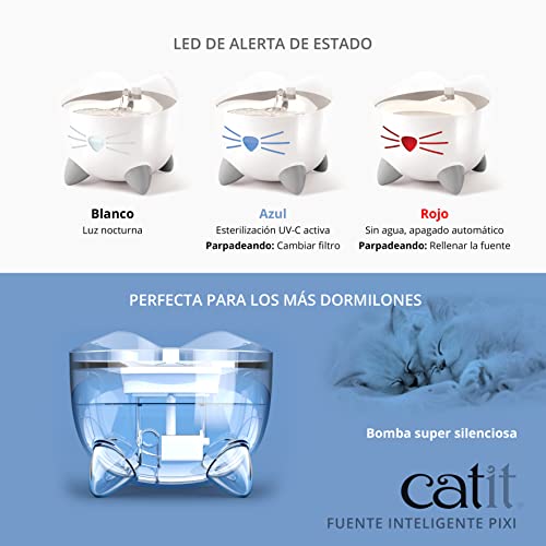 Catit Pixi Bebedero fuente Inteligente para Gatos, 2 l, Blanca