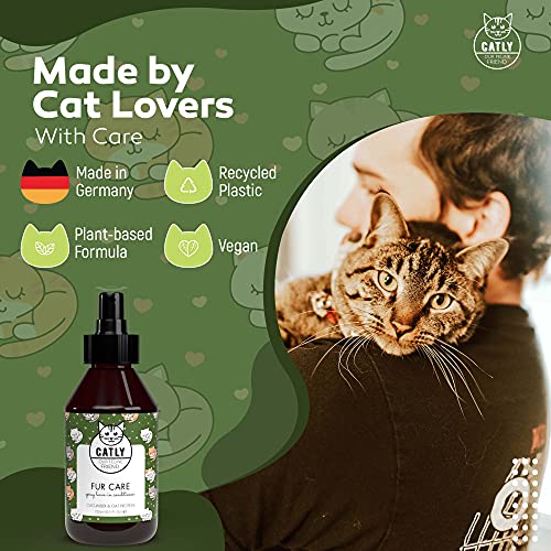 Catly Spray Desenredante y Desodorante para Gatos con Aloe Vera - Acondicionador Natural para Gatos sin Aclarado - Hidrata y Suaviza Todo Tipo de Pelajes - Alternativa Práctia a Champu Gatos, 250ml