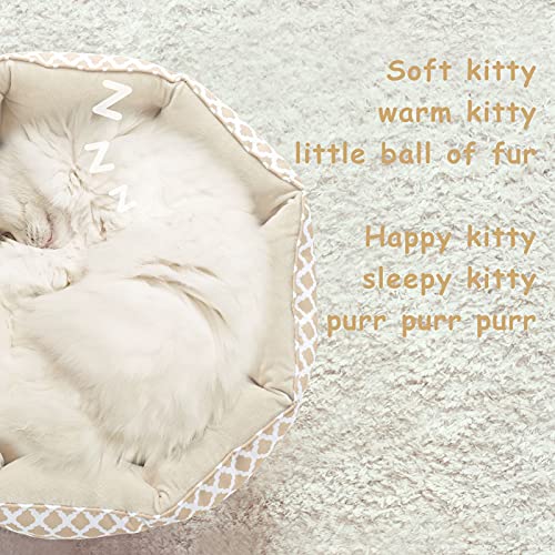 CatRomance Cama Gato y Perros Pequeños de Cálida 50cm de Diámetro, Sofá Cama para Mascotas Lavable con Suave Cojín Desmontable para Gatos Pequeño y Grandes, Perros Pequeños, 50x50x15 cm