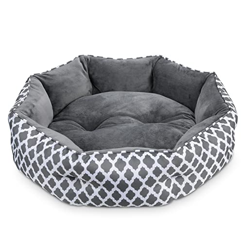 CatRomance Cama para Perros y Gatos Grandes de Cálida 63cm de Diámetro, Sofá Cama para Mascotas Lavable con Suave Cojín Desmontable para Gatos Grandes, Perros Pequeños y Medianos, 63x63x23 cm