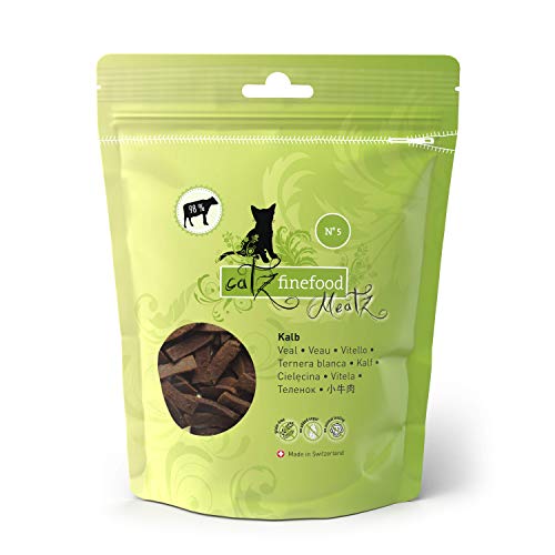 Catz finefood Meatz - Chucherías para Gatos, Tiras de Carne crujientes para Gatos Aperitivo sin Cereales para Gatos sin azúcar, Varios Tipos (Pollo, Ternera, Pato, Ciervo, Conejo, Canguro).