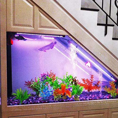 Cayway 15 Pz Acuario Plantas de Plástico, 11 Pz Acuario Plantas de Plantas Artificiales 2 Pz dorno de Acuario de Resina de Madera de Decoración para Acuarios y Pecera