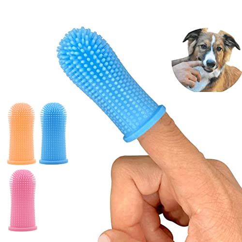 Cepillo de Dientes de Silicona Para Mascotas de 3 Piezas Cepillo de Dientes Para Limpiar los dedos es Suave y Seguro, Adecuado Para Gatos, Perros y la Mayoría de las Mascotas