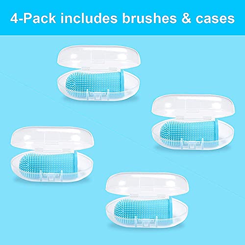 Cepillo de Dientes para Perros, Cepillo de Dientes para Gatos, Cepillo de Dientes para Mascotas, 4 Pcs 360º con Diseño Ergonómico Dedo Cepillo de Dientes de Silicona para Perros