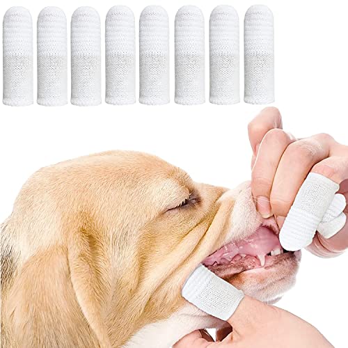 Cepillo Dientes Perro Dedo 8 Piezas,Cepillo de Dientes para Mascotas Hecho de Tela de Fibra Apto para Perros y Gatos,Limpia Eficazmente la Placa Dental (8 piezas)