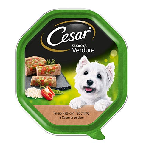 Cesar Corazón de Verduras tierna Comida para Perro, paté con Pavo y corazón de Verduras, 150 g – 14 bandejas